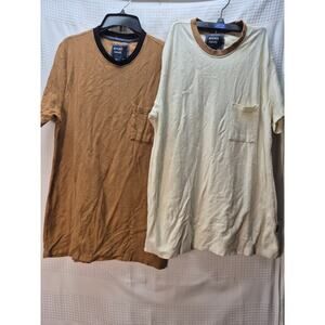 2 Reverse Threads Shirts Men Sz XL Brown White Knit Short Sleeve Crew Neck 7302